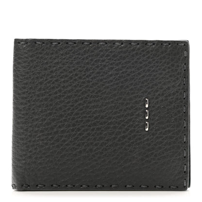 Fendi Cuoio Romano Selleria Metal Stitch Bi-Color Bi-Fold Wallet Asfalto Emerald 1 of 7
