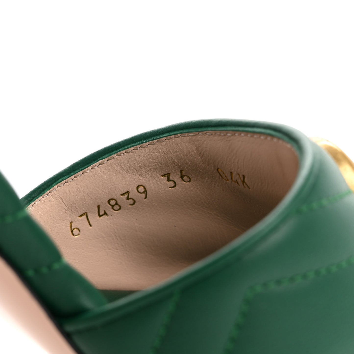 Nappa Matelasse GG Marmont 75mm Slide Sandals 36 Emerald