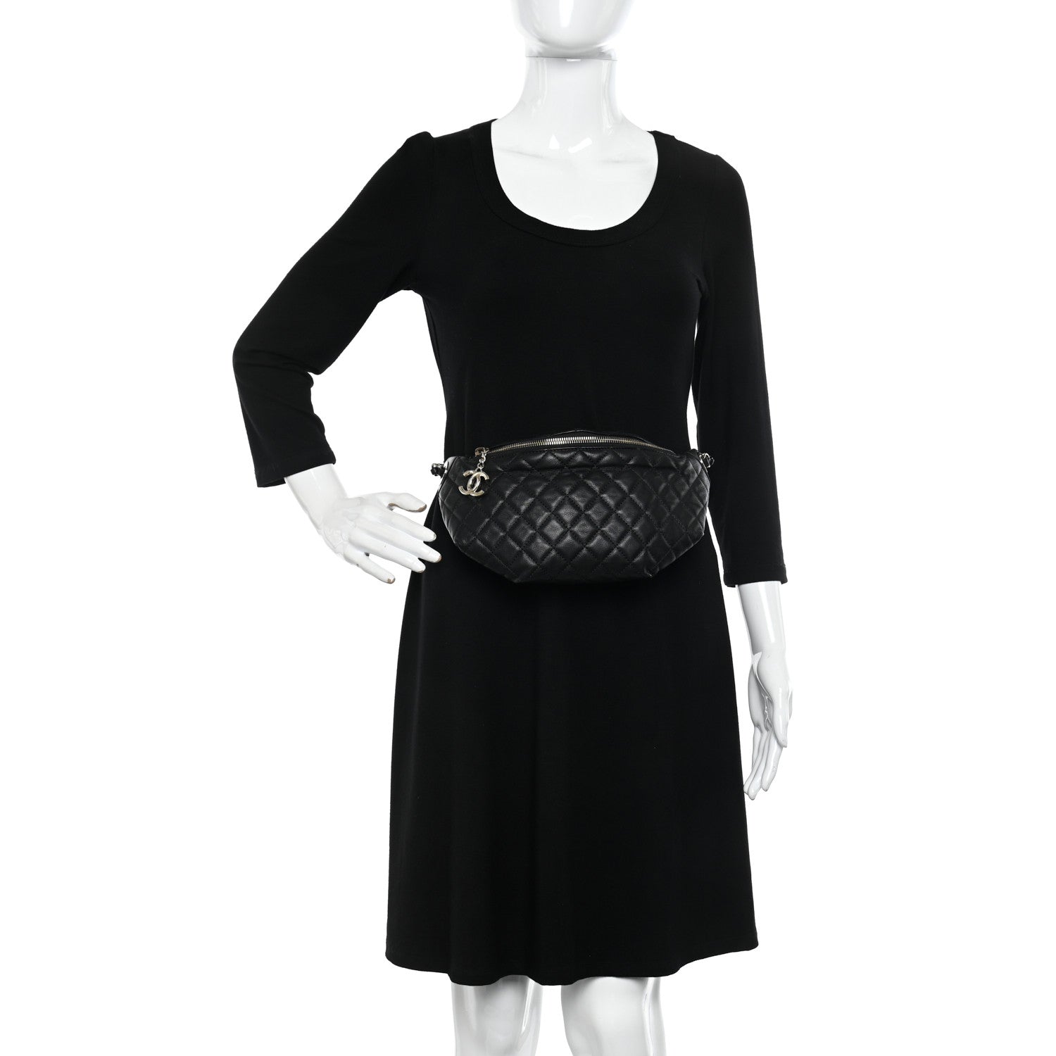 Chanel Calfskin Quilted Banane Waist Bag Fanny Pack Black 2 of 11
