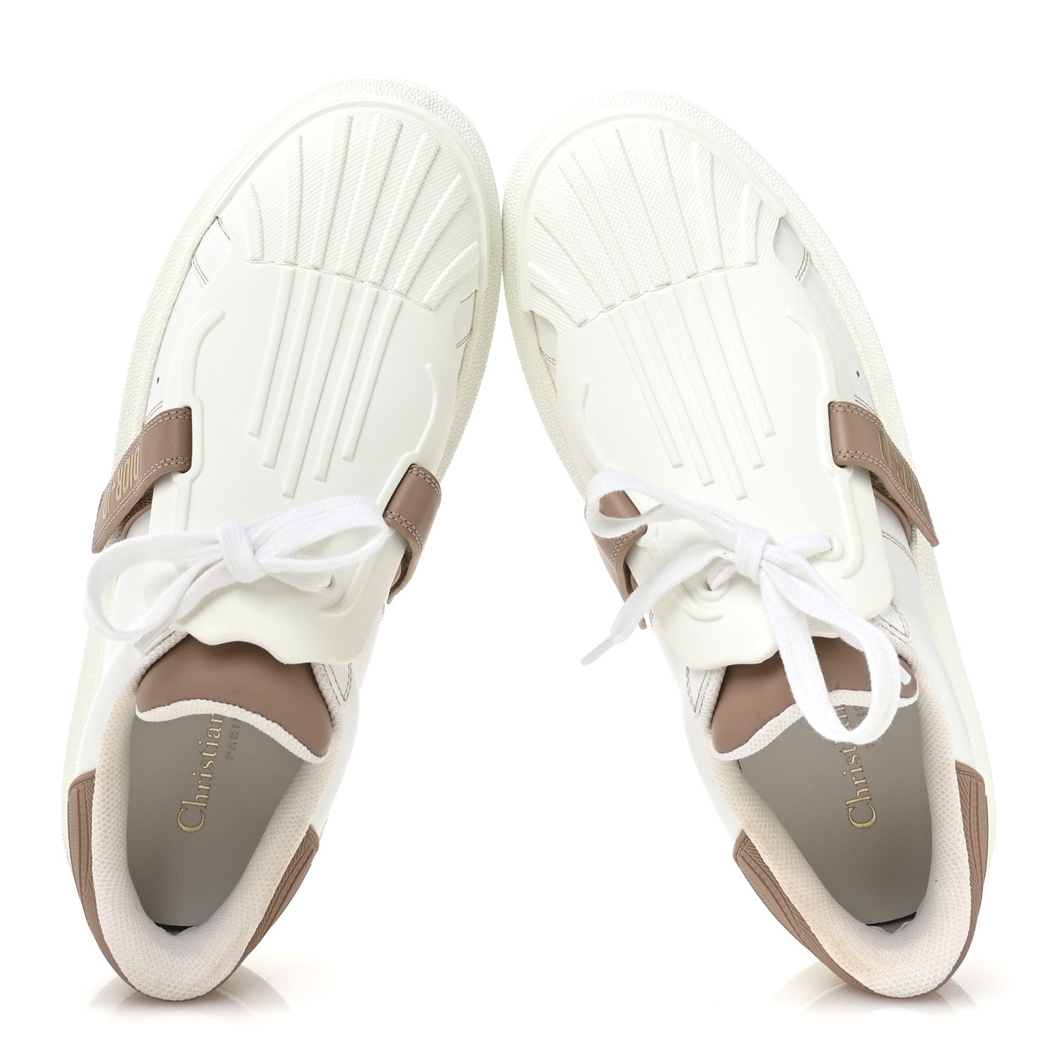 Christian Dior Calfskin Bi-Color Dior-ID Platform Sneakers 40.5 White Nude 2 of 8