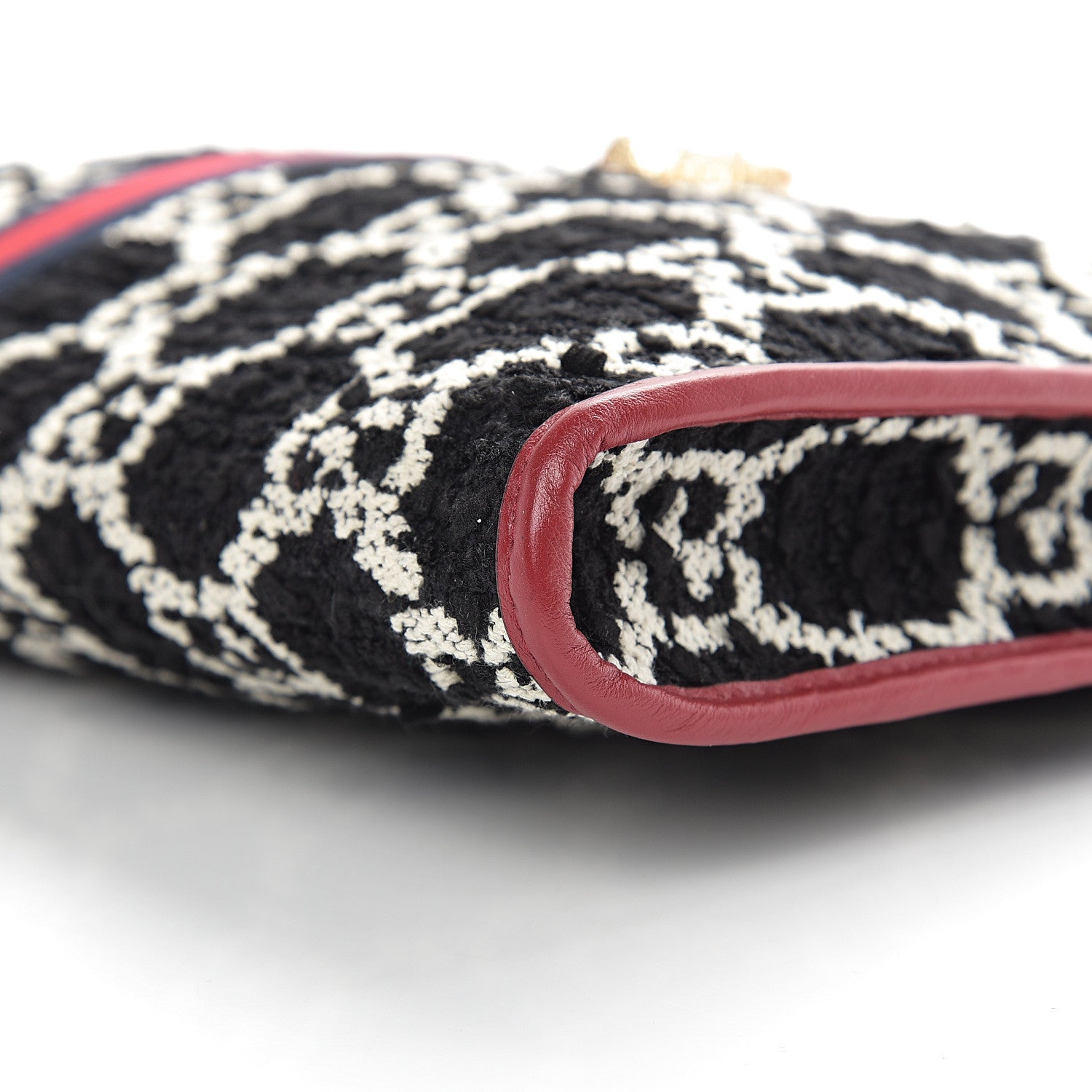 Gucci Tweed GG Monogram Large Rajah Chain Tote Romantic Cherry Black White 8 of 9