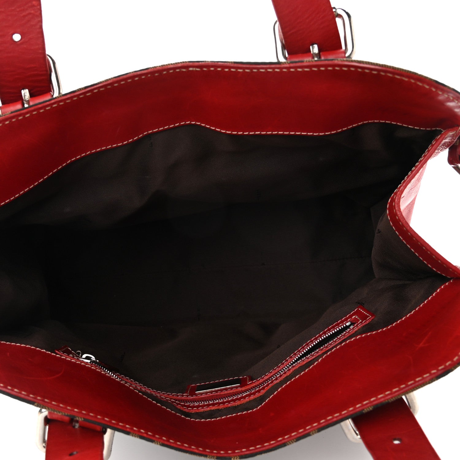 Fendi Zucca Pocket Shoulder Bag Tobacco Red 4 of 9