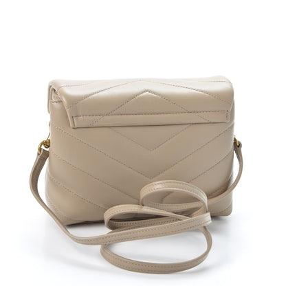 Saint Laurent Calfskin Y Quilted Monogram Toy Loulou Crossbody Bag Dark Beige 2 of 11