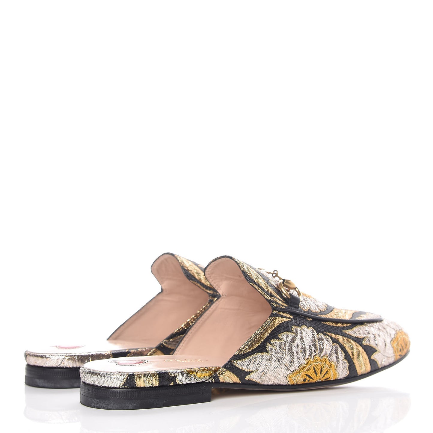 Jacquard Floral Womens Princetown Slippers 37 Oro Black
