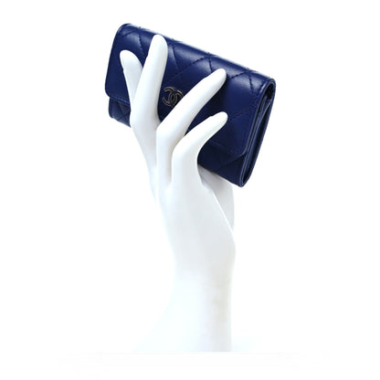 Chanel Lambskin Quilted Flap Card Holder Navy 2 of 9