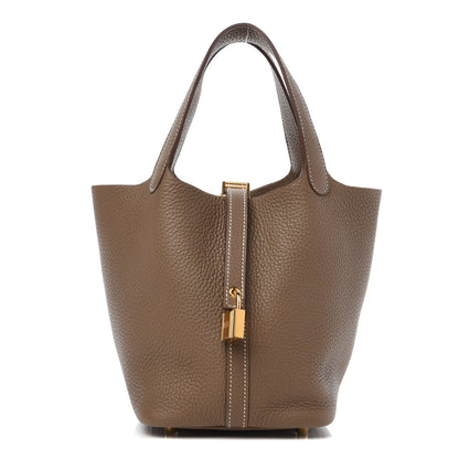 Hermes Taurillon Clemence Picotin Lock 18 PM Etoupe 1 of 11