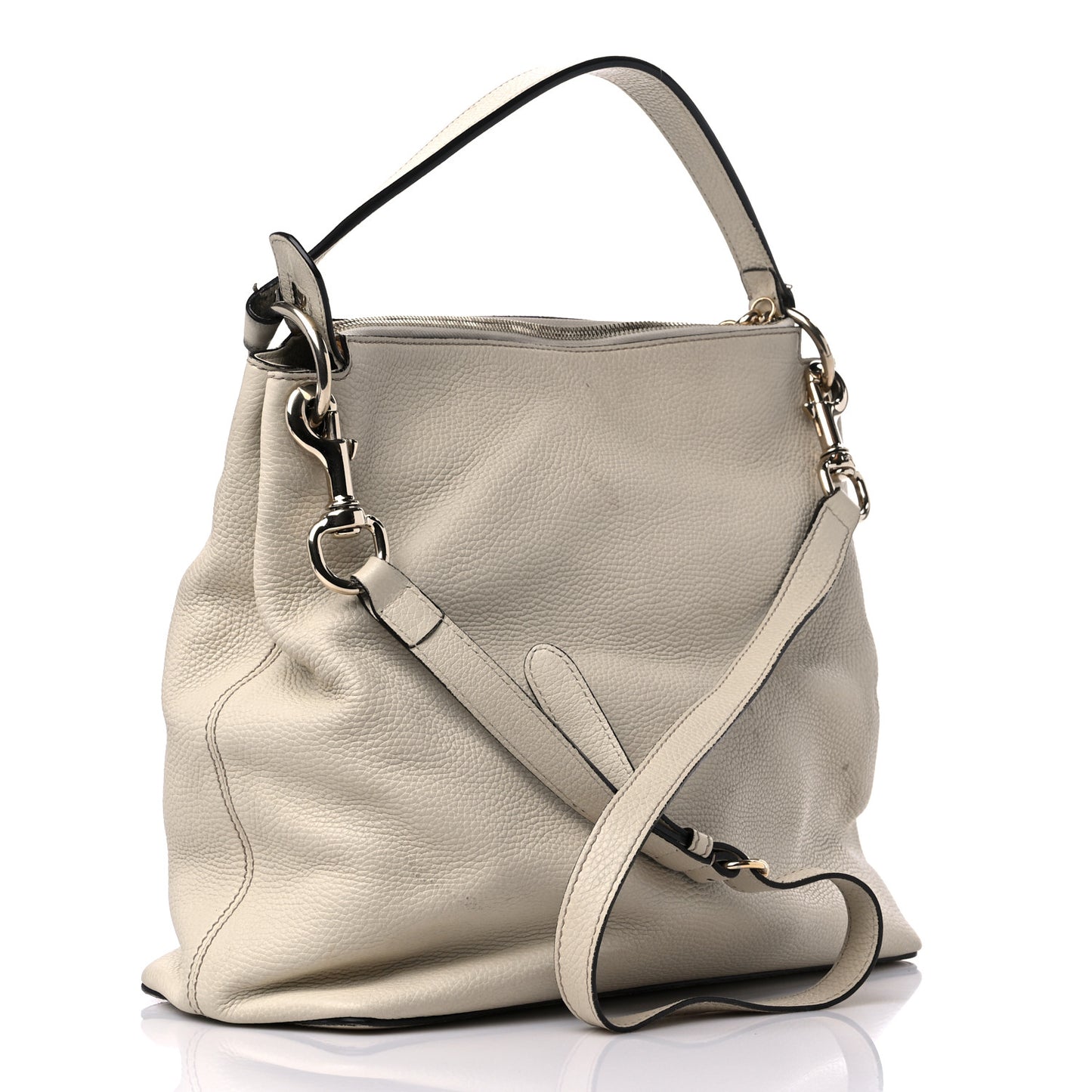 Pebbled Calfskin Large Soho Hobo Off White