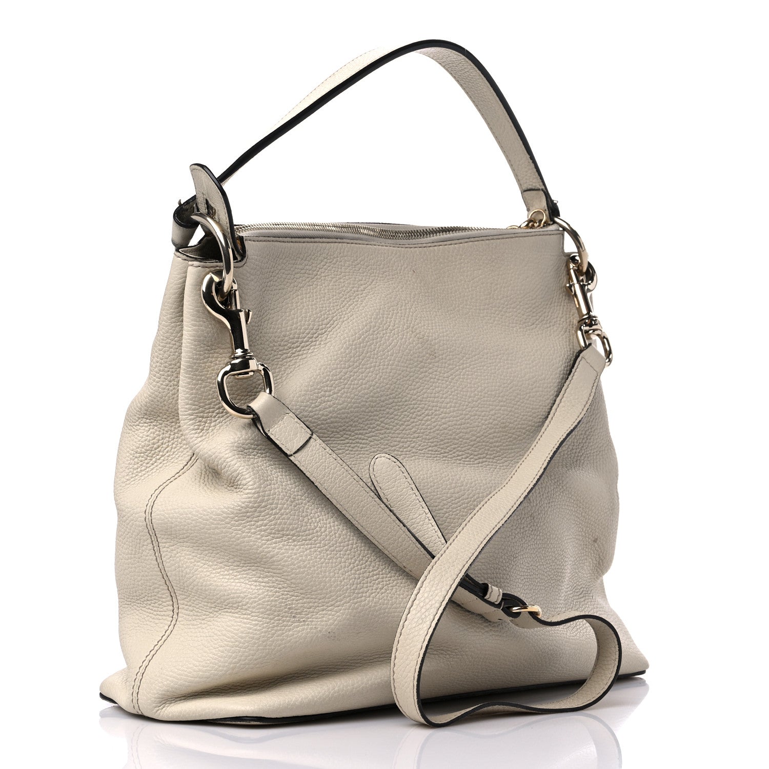 Gucci Pebbled Calfskin Large Soho Hobo Off White 3 of 22