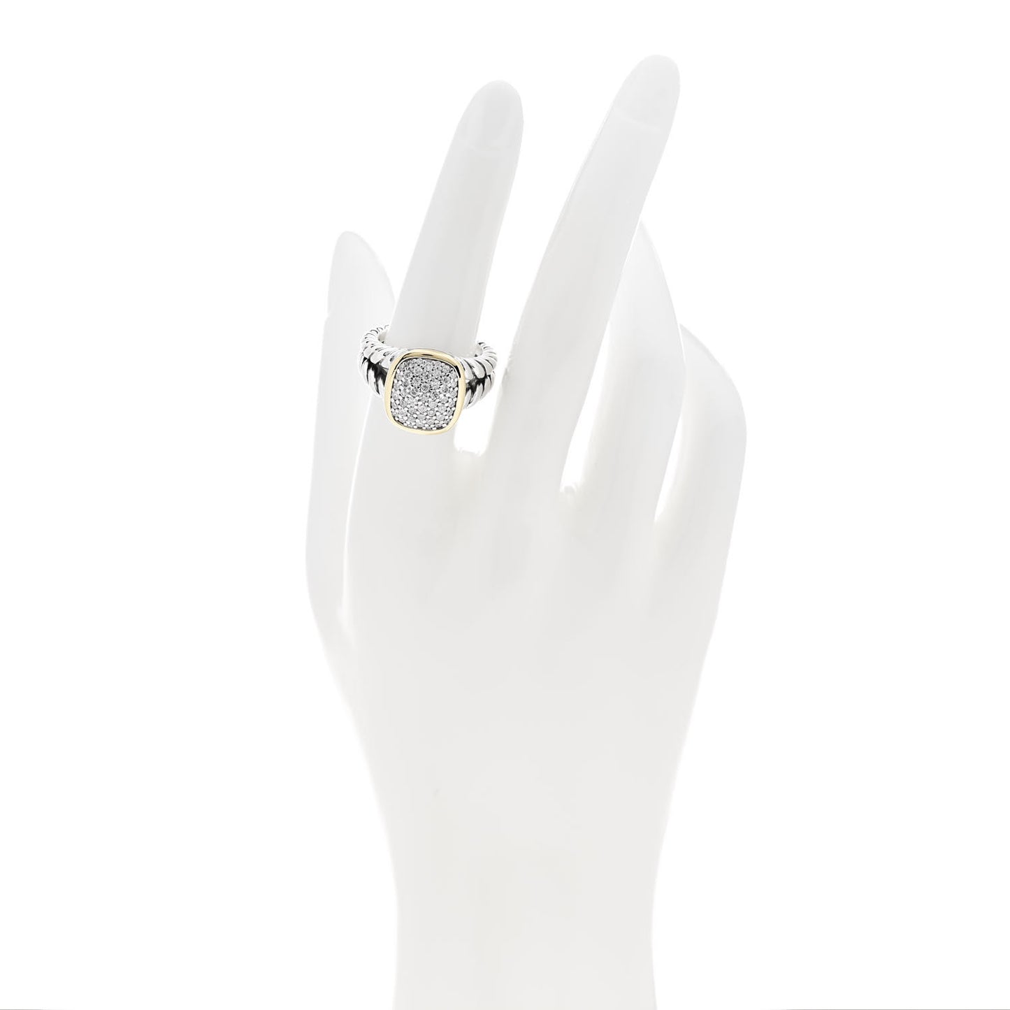 Sterling Silver 18K Yellow Gold Diamond 15mm Albion Statement Ring 54 7