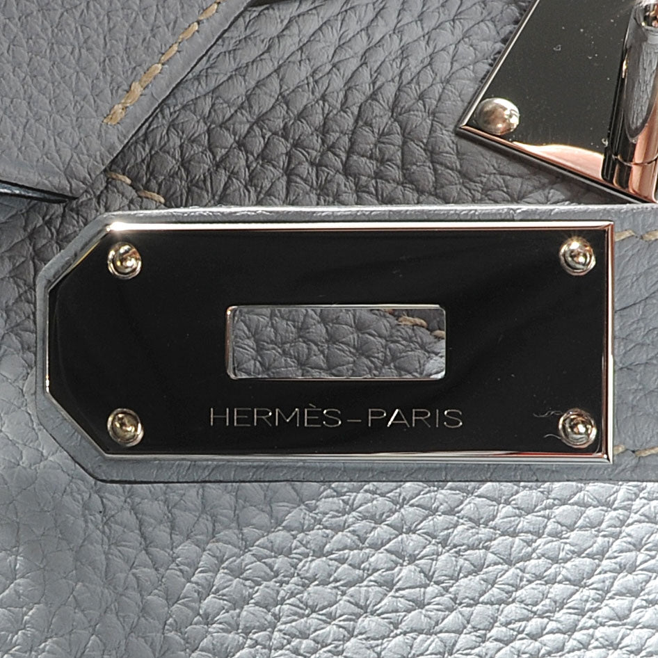 Hermes Togo HAC Birkin 40 Bleu Lin 7 of 9