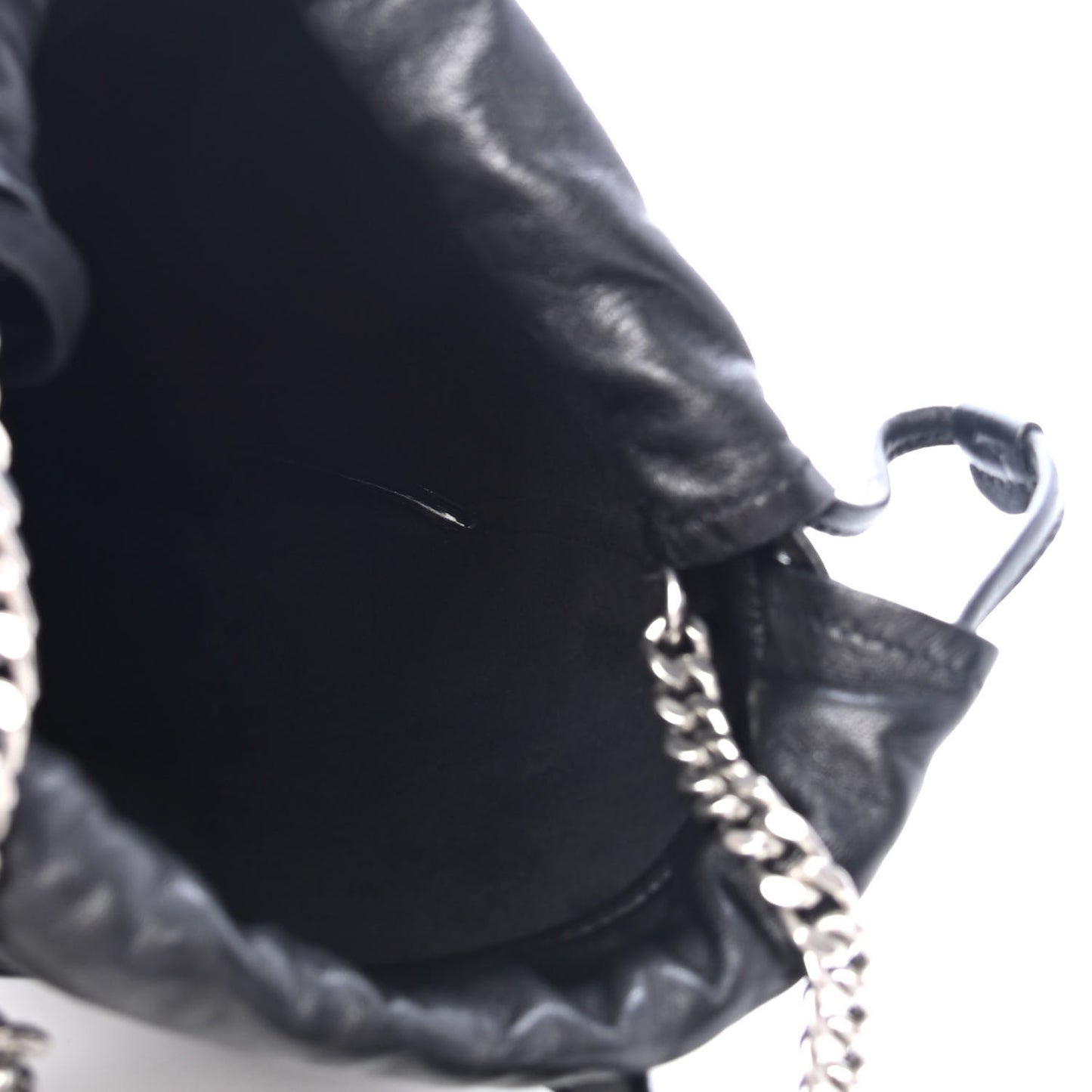Lambskin Small Teddy Bucket Bag Black