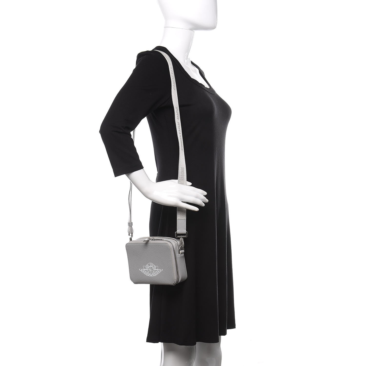 Christian Dior X AIR JORDAN Grained Calfskin Crossbody Grey 2 of 11