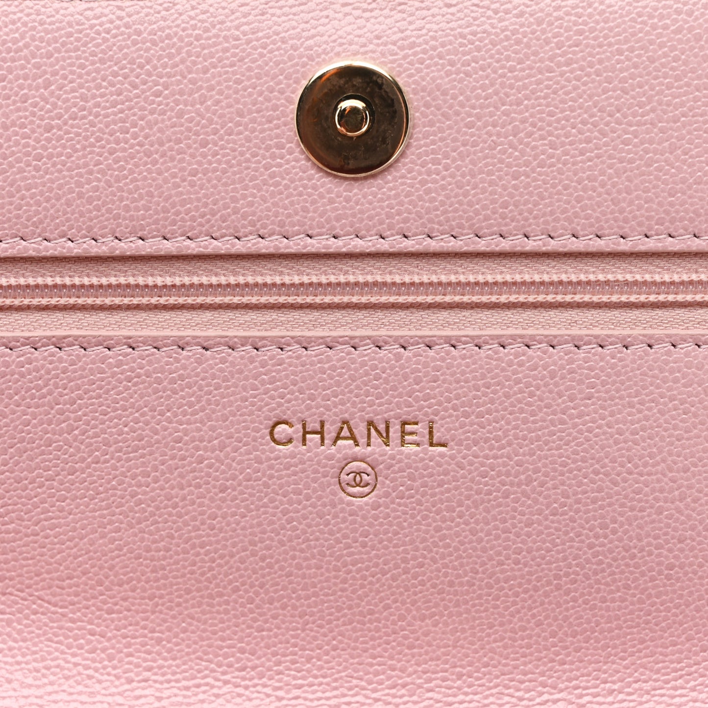 Caviar Quilted Studded CC Wallet on Chain WOC Light Pink