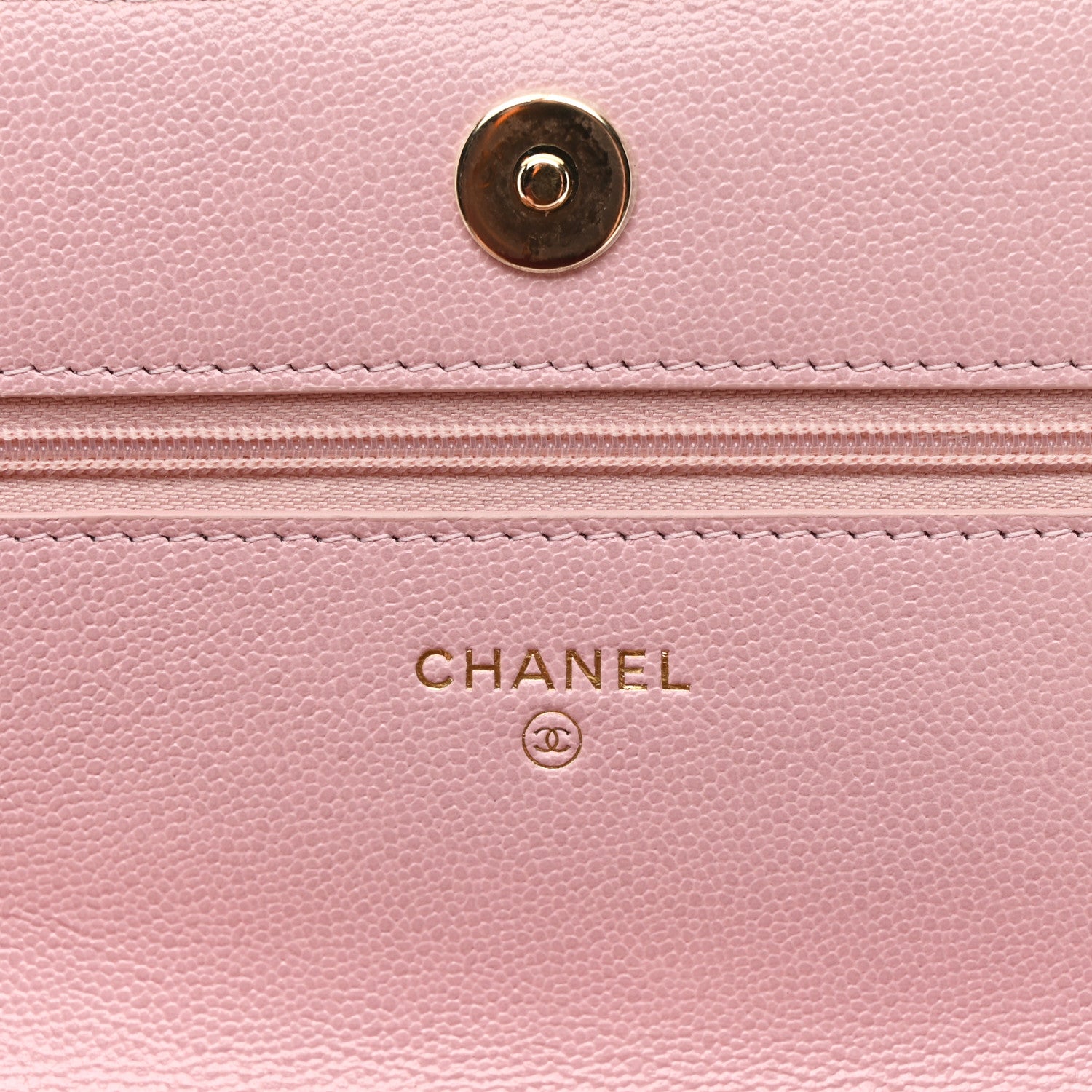 Chanel Caviar Quilted Studded CC Wallet on Chain WOC Light Pink 6 of 11