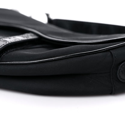 Christian Dior Canvas Patent Calfskin Saddle Bag Black 9 of 17