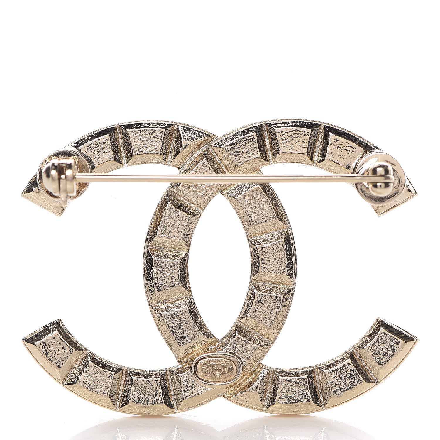 Chanel Studded CC Pin Brooch Gold 3 of 5