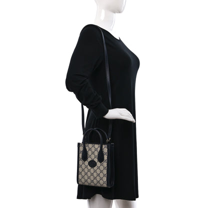 Gucci GG Supreme Monogram Textured Dollar Calfskin Mini Retro Interlocking G Tote Bag Beige Blue 2 of 8