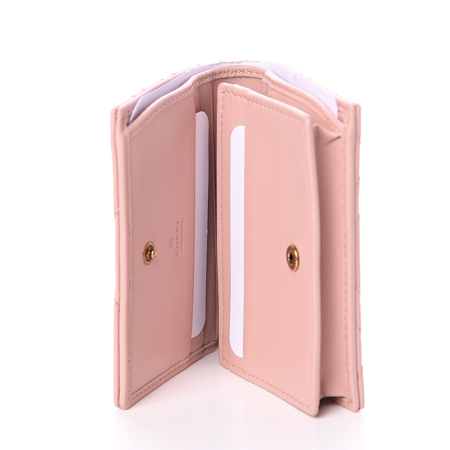 Gucci Calfskin Matelasse GG Marmont Card Case Wallet Perfect Pink 4 of 5