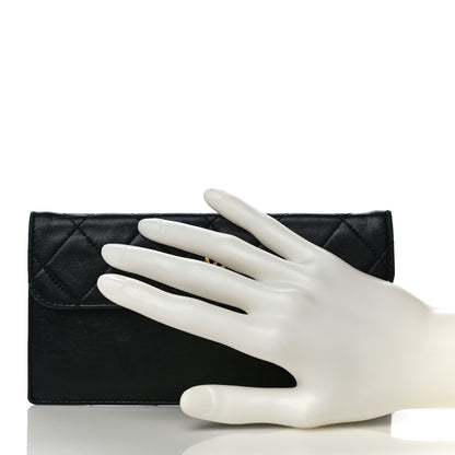 Chanel Lambskin Quilted Flap Pouch Black 2 of 13