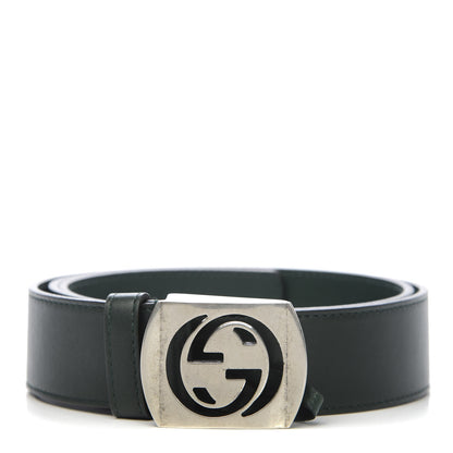Gucci Moon Calfskin Nickel Interlocking G Plate Buckle Belt 90 36 Green 1 of 5