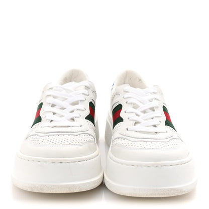 Gucci Calfskin Web Perforated Womens Platform 55mm Sneakers 38.5 White Bright Splash 3 of 9