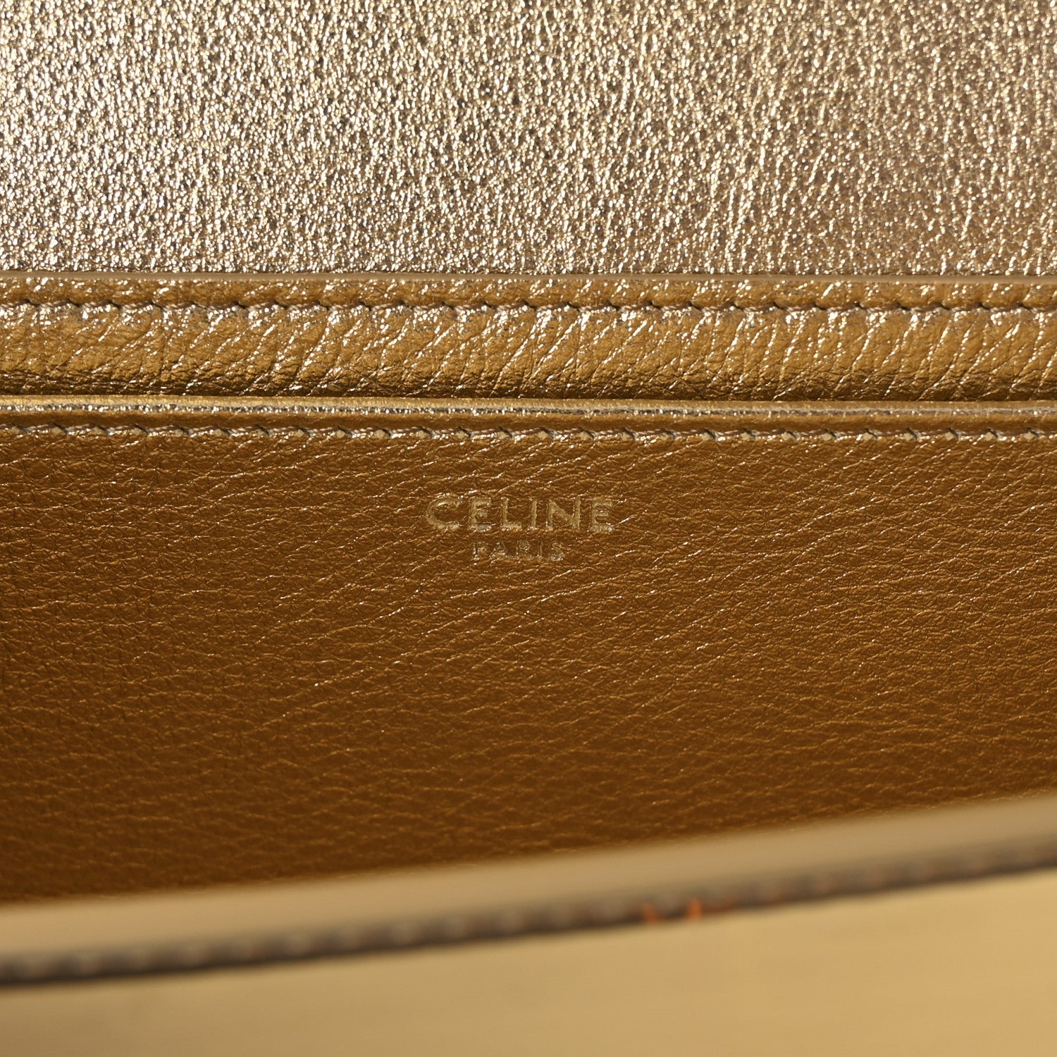 Celine Laminated Clutch Gold 6 of 7