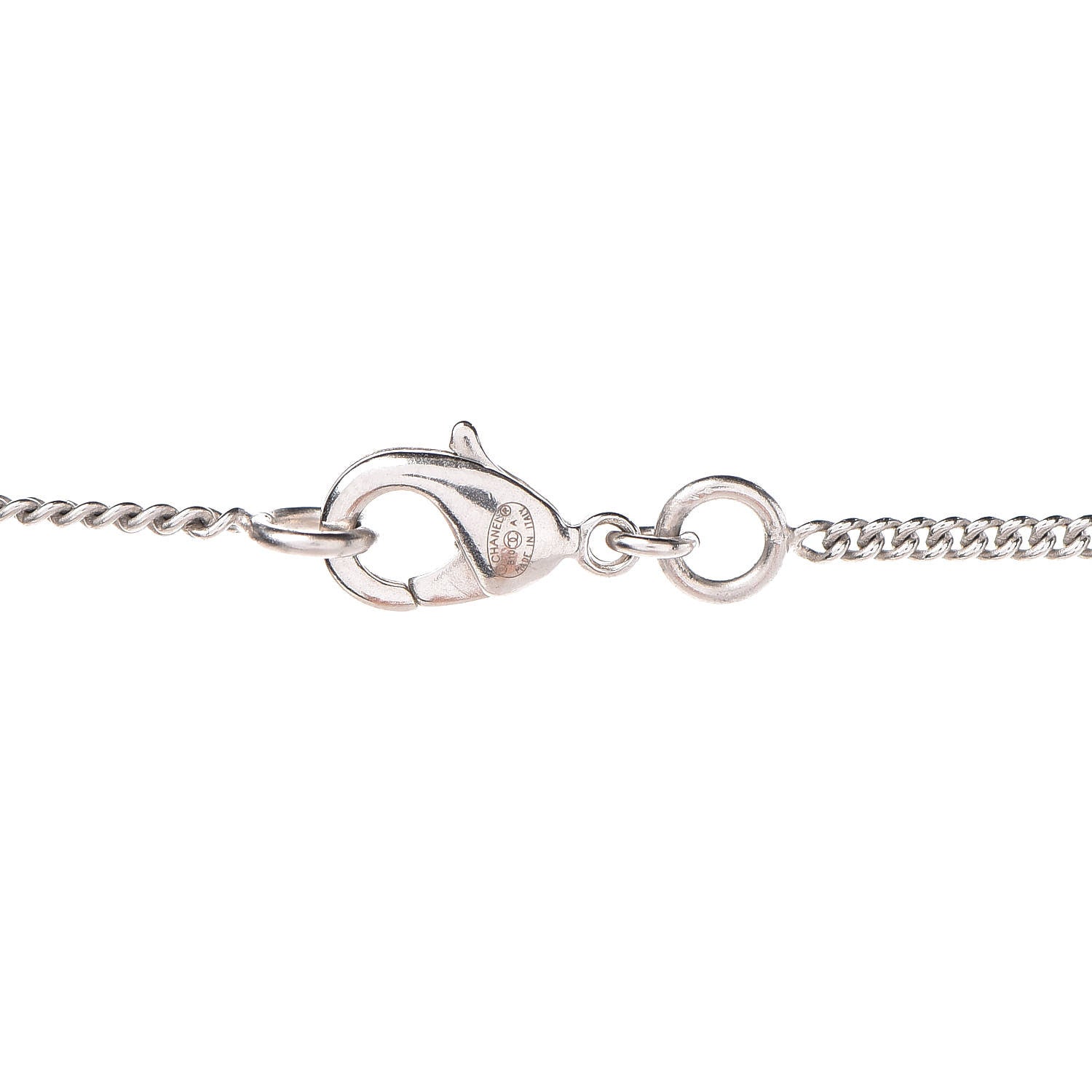 Chanel Enamel Beaded CC Necklace Silver White 5 of 6