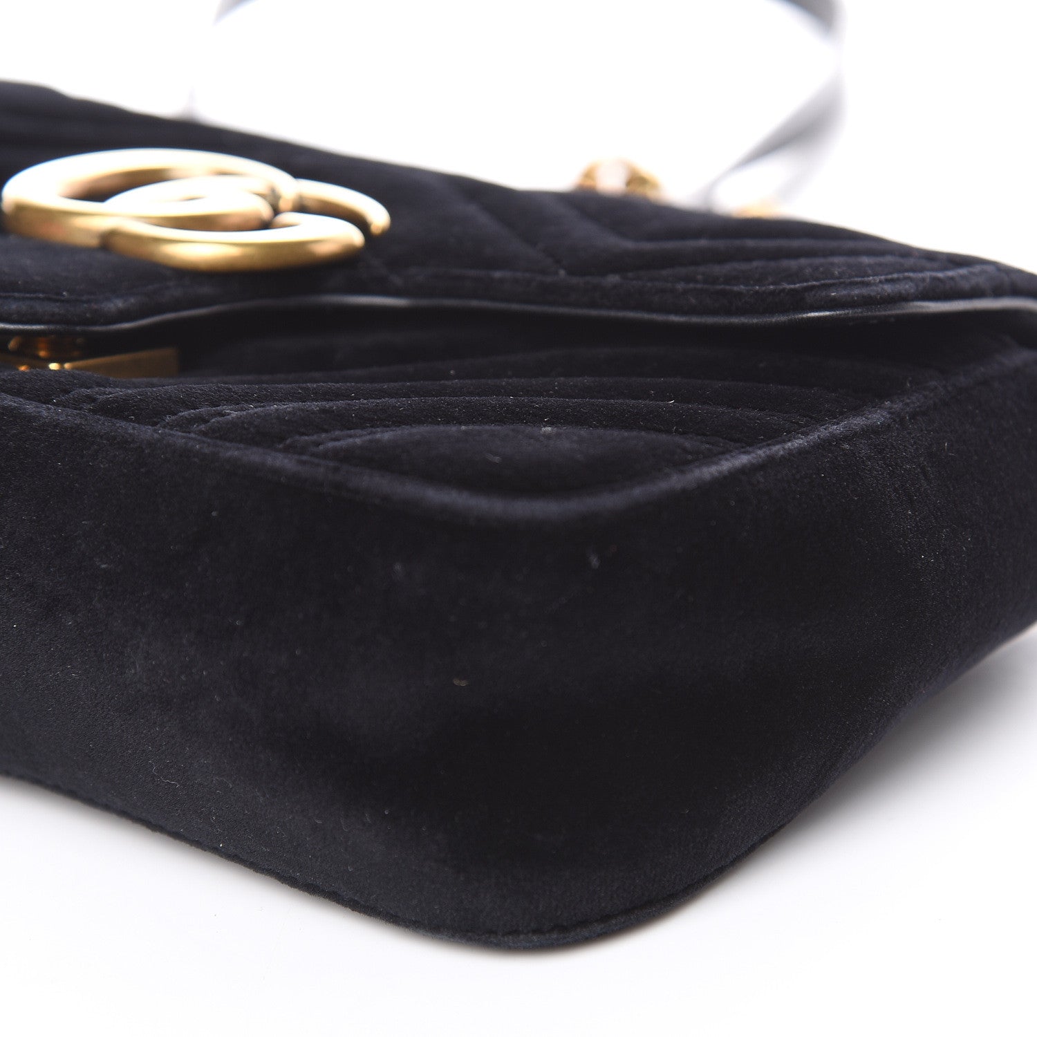 Gucci Velvet Matelasse Mini GG Marmont Shoulder Bag Black 11 of 15