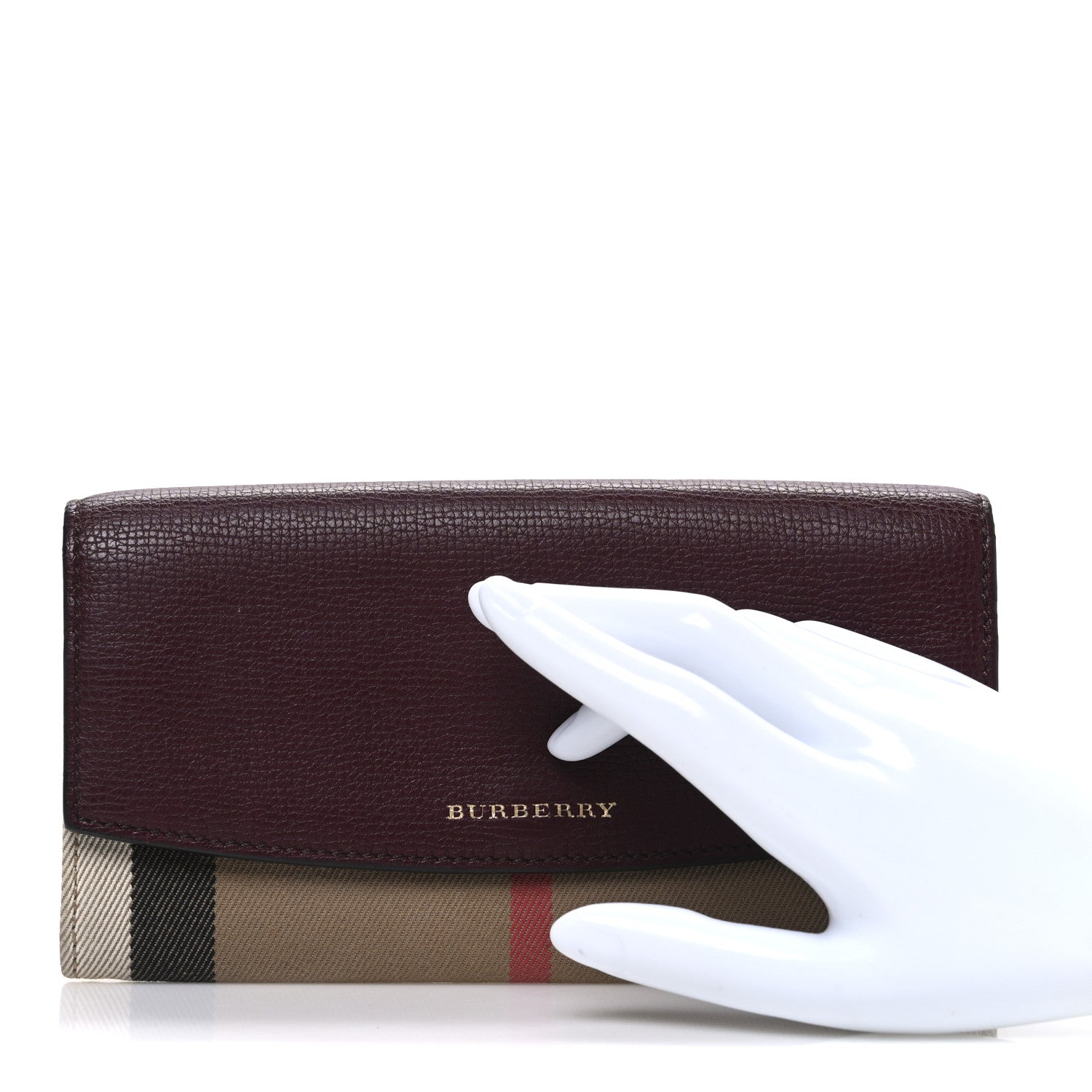 Burberry Grainy Calfskin House Check Continental Wallet Mahogany Red 2 of 6