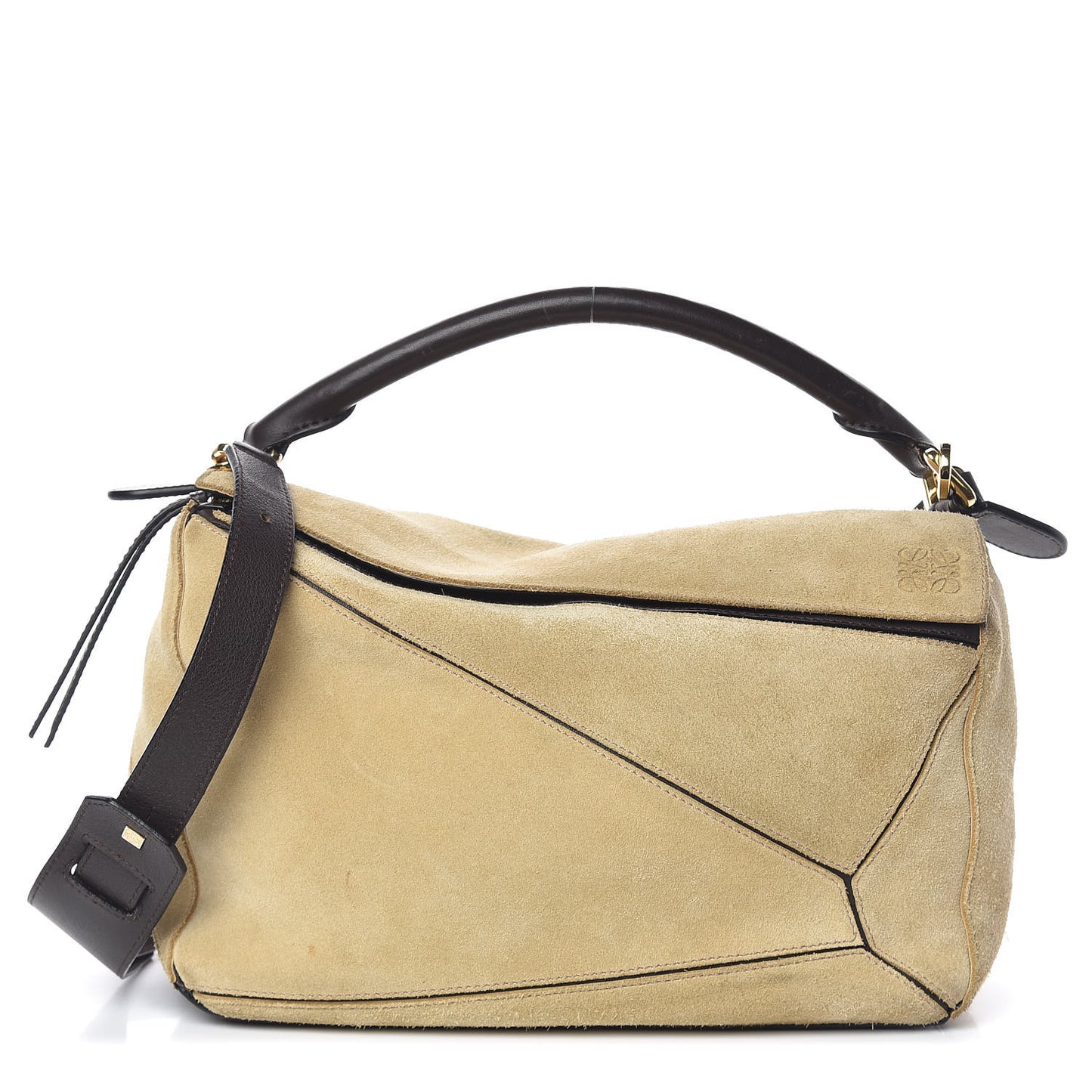Suede Medium Puzzle Bag Gold