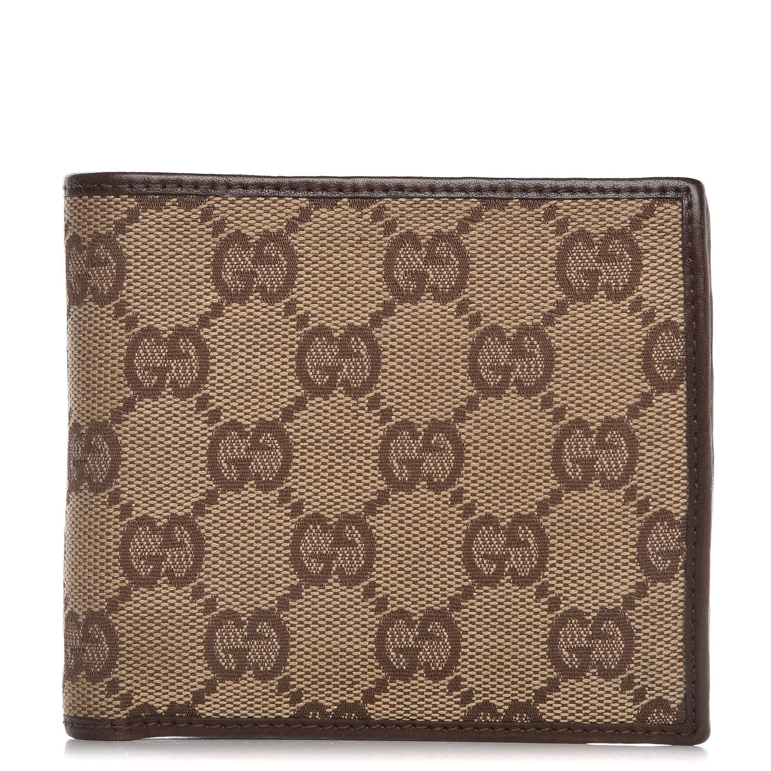 Gucci GG Monogram Bi-Fold Wallet Dark Brown 1 of 15