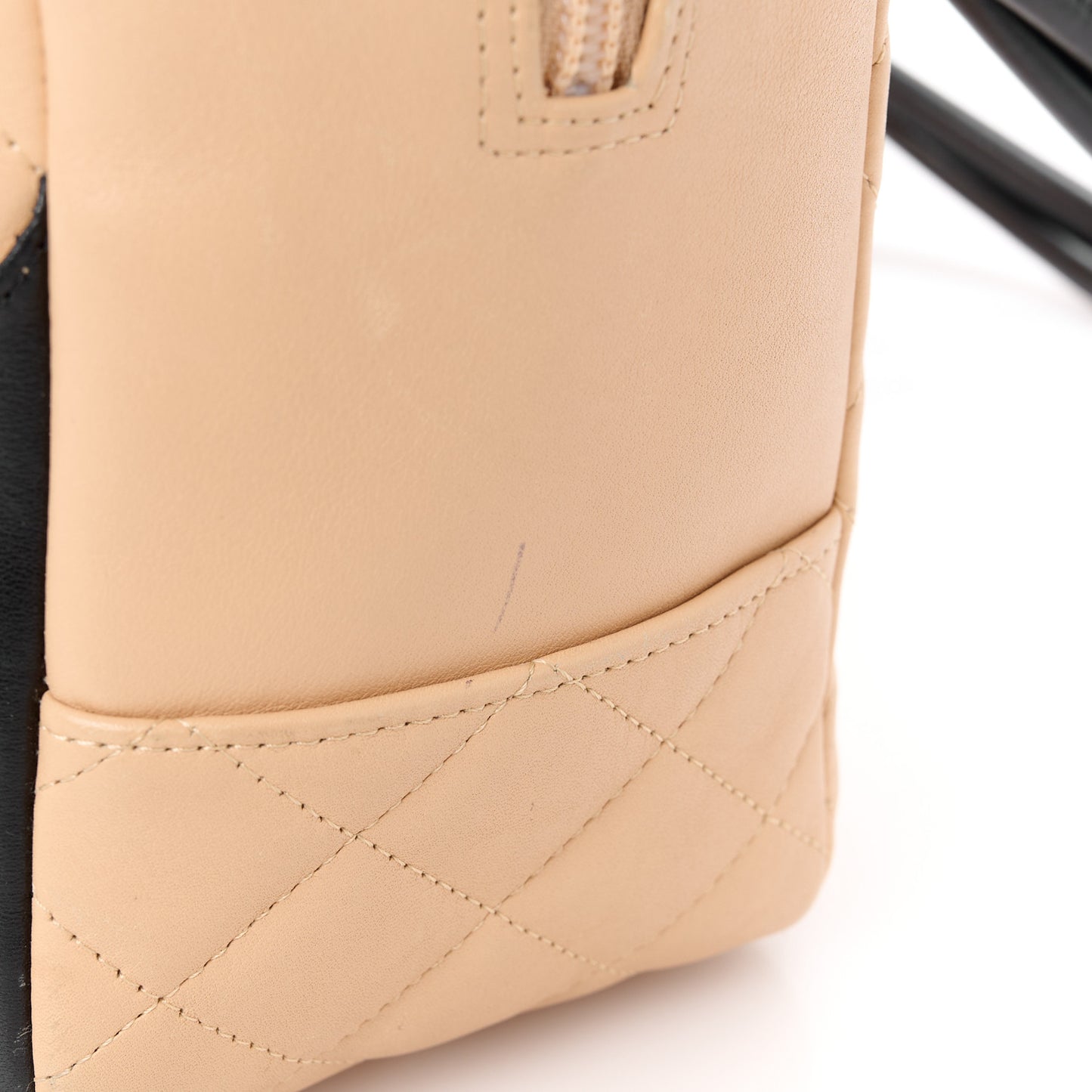 Calfskin Quilted Large Cambon Bowler Beige Black