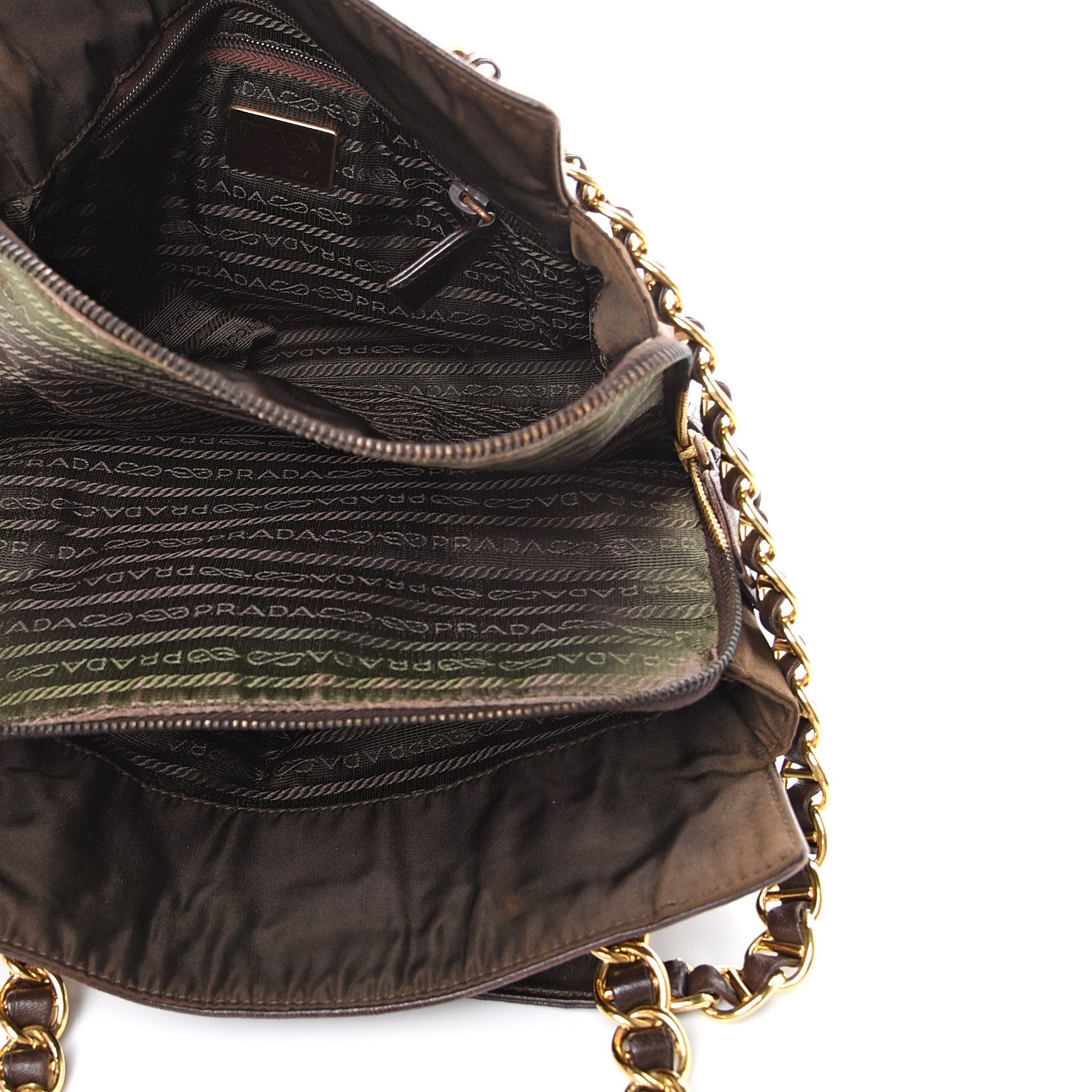 Prada Nappa Tessuto Nylon Chain Tote Caffe 4 of 16