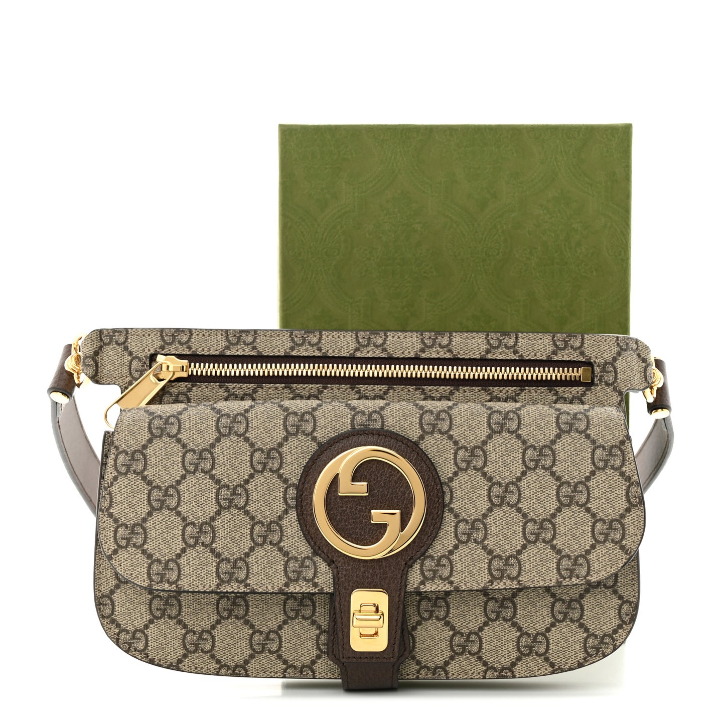 GG Supreme Monogram Textured Dollar Calfskin Blondie Belt Bag Beige Ebony New Acero