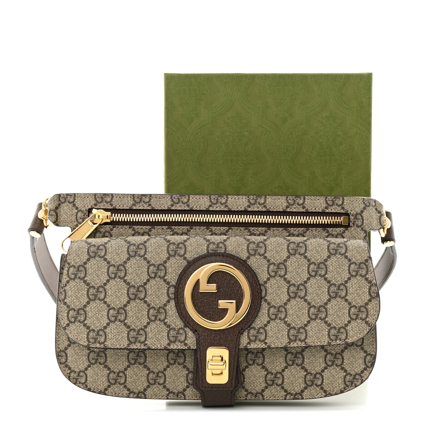 Gucci GG Supreme Monogram Textured Dollar Calfskin Blondie Belt Bag Beige Ebony New Acero 11 of 11