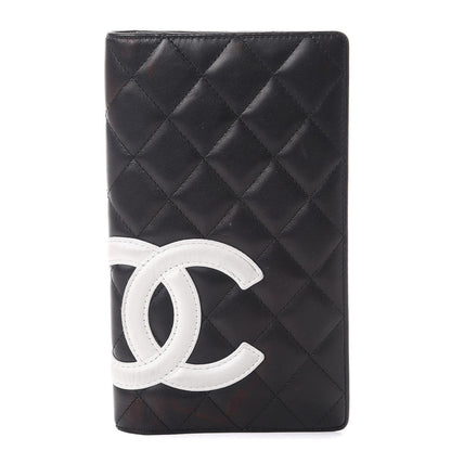 Chanel Calfskin Quilted Cambon Yen Wallet Black White 1 of 11