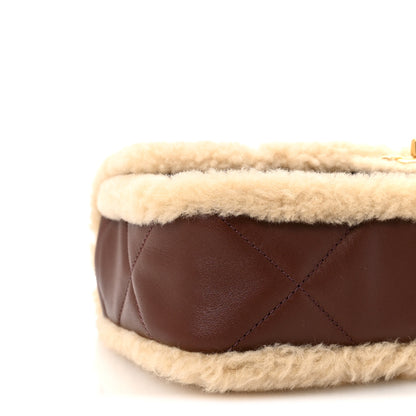 Chanel Shearling Lambskin Quilted Furry Coco Flap Dark Brown Beige 16 of 21