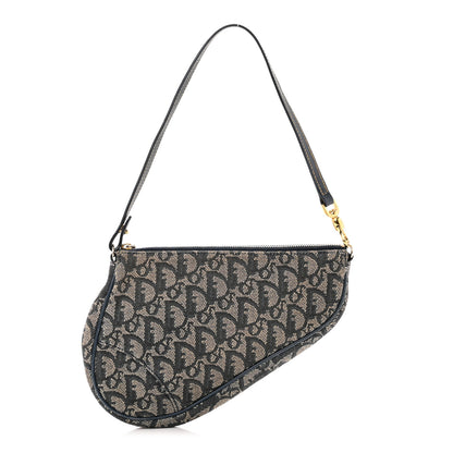 Christian Dior Monogram Mini Saddle Pochette Navy 1 of 11