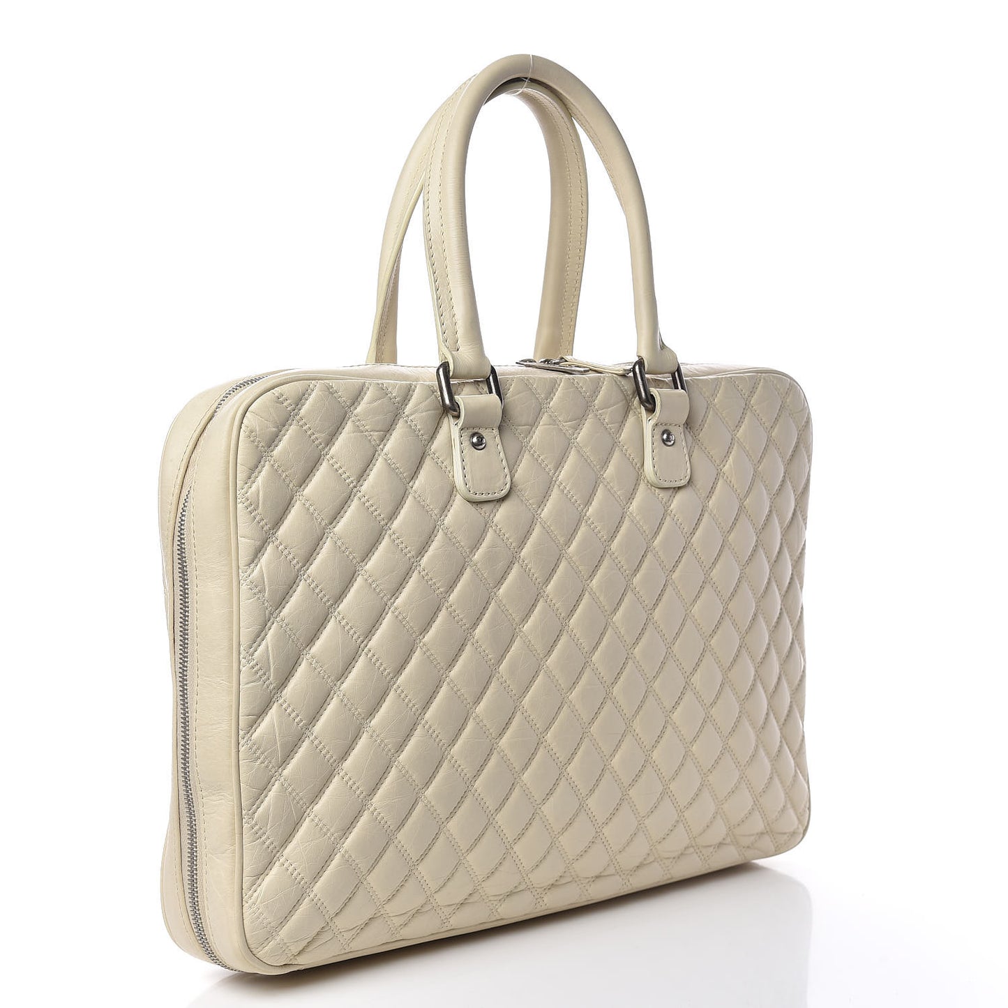 Aged Calfskin Quilted Paris New York PNY Laptop Bag Ivory