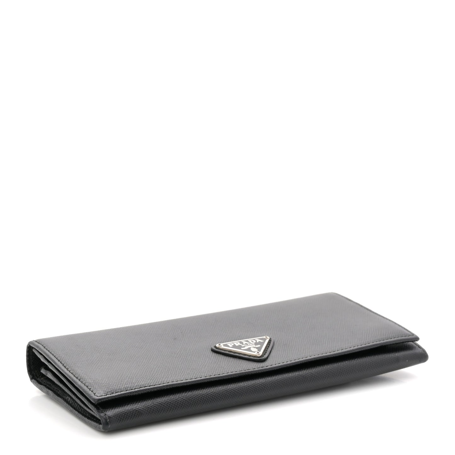 Saffiano Triangle Continental Flap Wallet Black