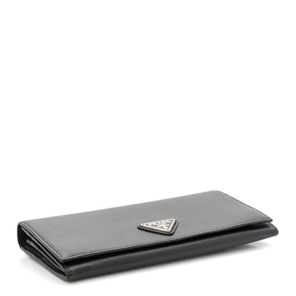 Prada Saffiano Triangle Continental Flap Wallet Black 4 of 9