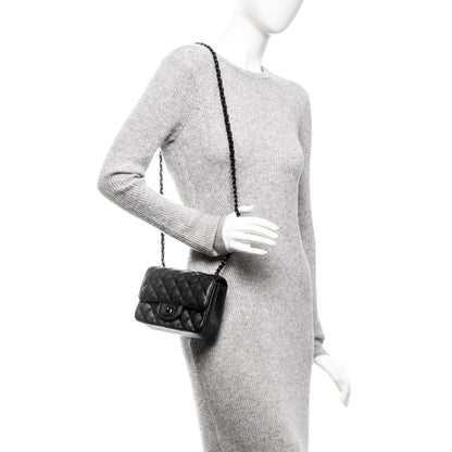 Chanel Crumpled Calfskin Quilted Mini Square Flap So Black 2 of 7