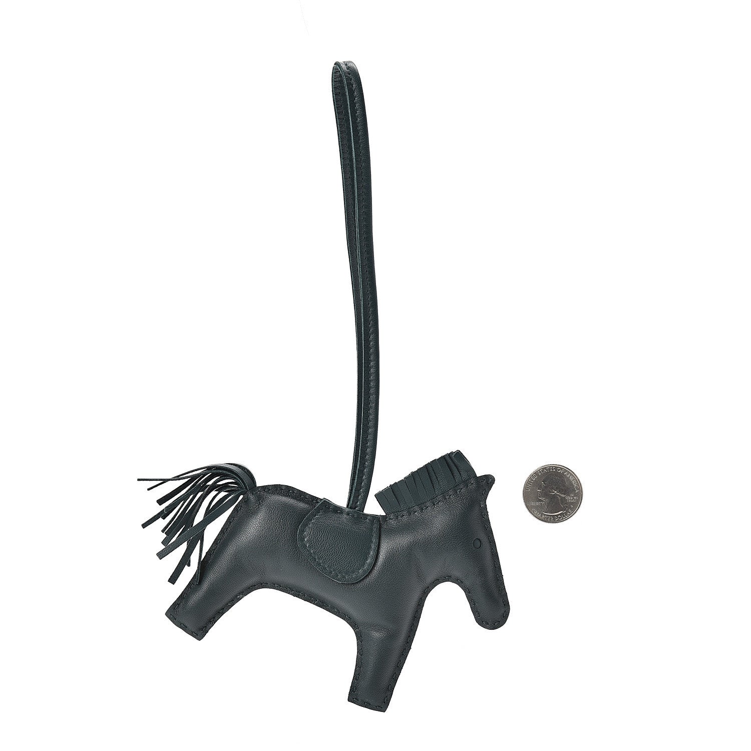 Hermes Milo Lambskin Grigri Rodeo Horse Bag Charm MM Vert Cypress 2 of 5