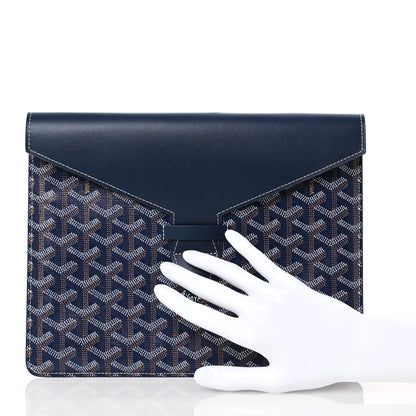 Goyard Goyardine Commando Envelope 2 Flat Large Pouch Blue 2 of 8