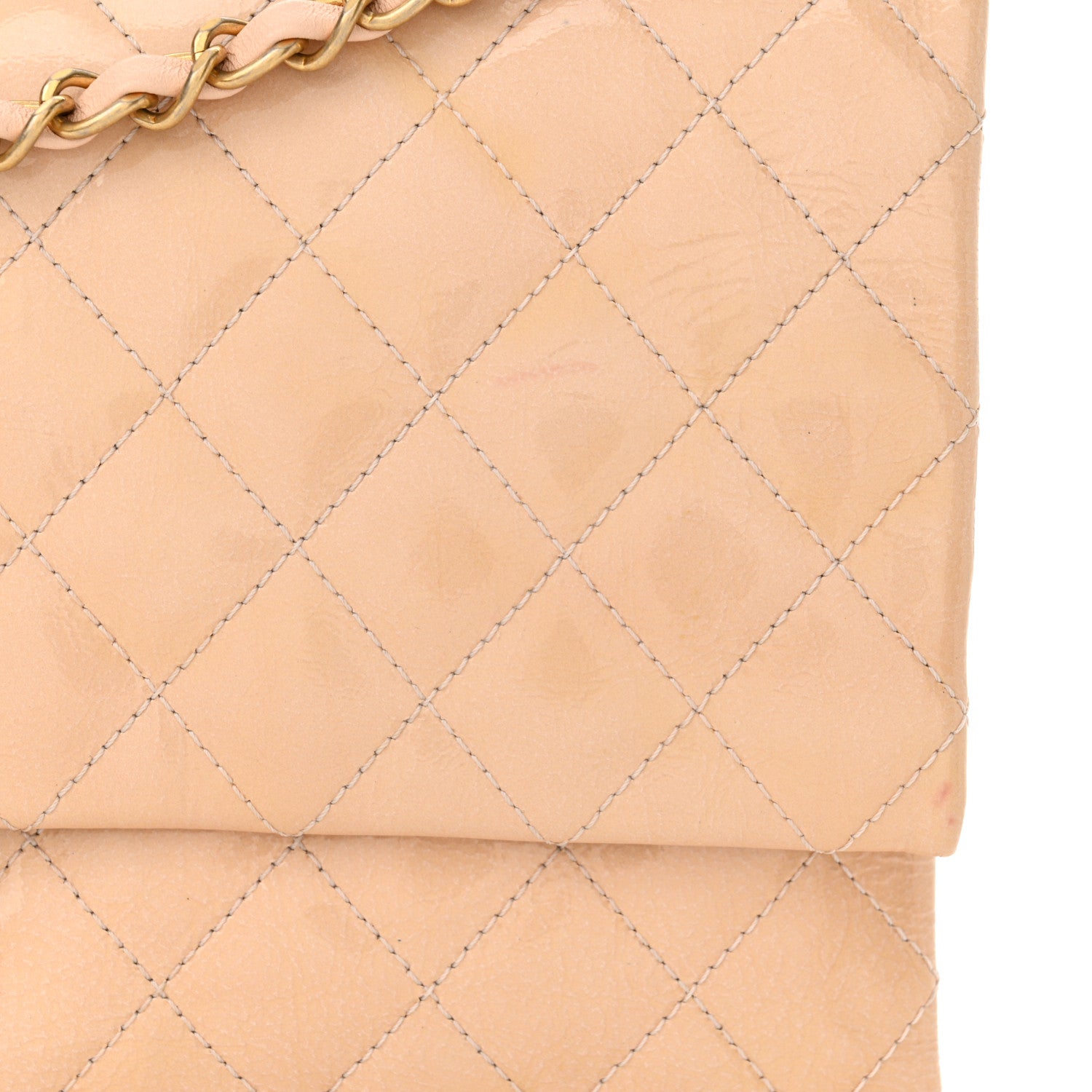 Chanel Patent Goatskin Quilted 3 Pocket Accordion Flap Light Beige 11 of 13