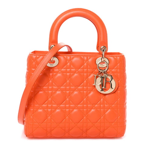 Lambskin Cannage Medium Lady Dior Orange