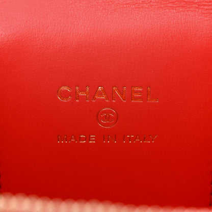 Chanel Caviar Quilted Mini Vanity Case With Chain Dark Pink 6 of 10