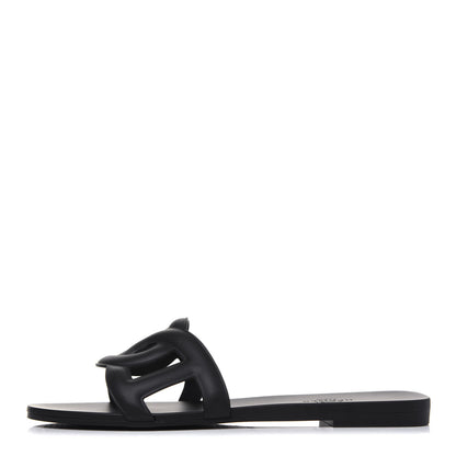 Hermes Rubber Aloha Sandals 37 Black 1 of 8