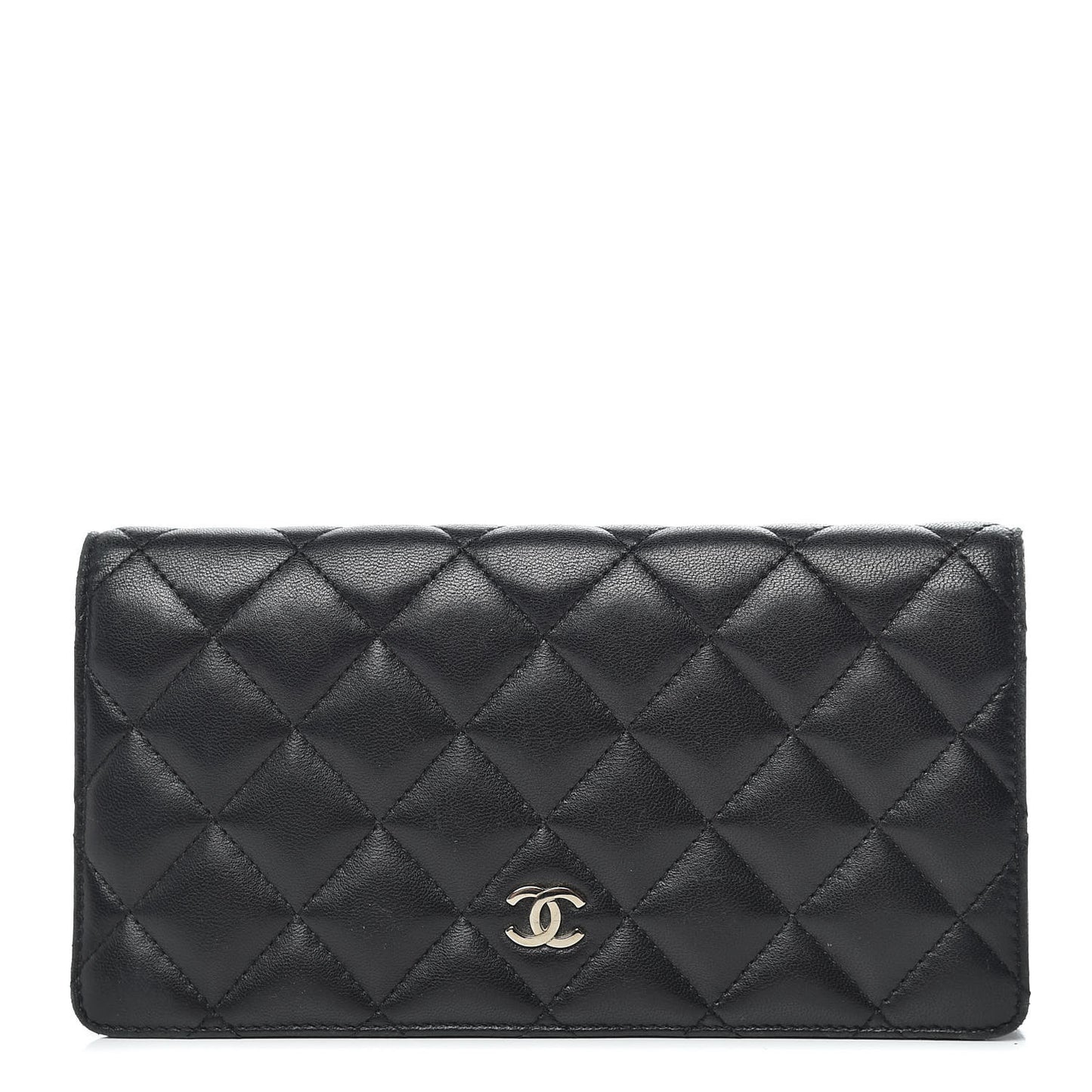 Lambskin Quilted Yen Wallet Black