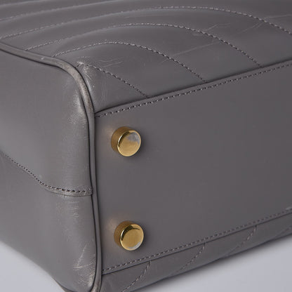 Saint Laurent Smooth Calfskin Matelasse Chevron Large Monogram Shopping Bag Grey 12 of 15